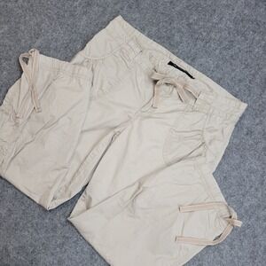Calvin Klein Cargo Pants Womens 10 Beige Pockets Low Rise Drawstring Y2K Hip Hop